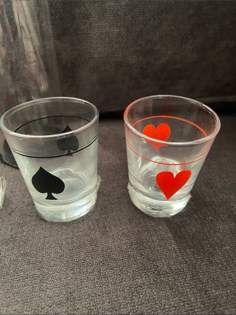 Playing Card Shot Glasses - Restoration Hardware Red and Black Set of 4 NWT